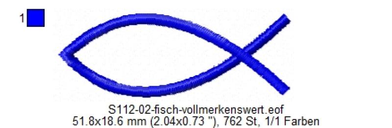 Stickdatei Fisch Ichthys für 4x6cm Stickrahmen S112-02